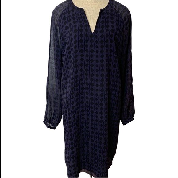CAbi Style 3102 Harlequin Purple Black Diamond Print Shift Tunic Shirt Dress Med - Picture 3 of 9
